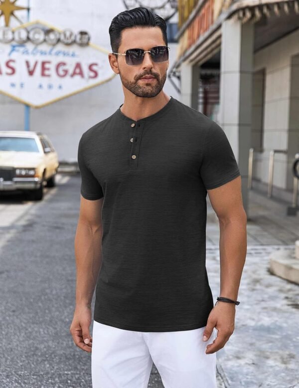 Mens Henley Shirts Short Sleeve Casual Button Down Shirts Lightweight Summer Basic Tee