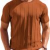 Men's T- Shirts Short Sleeve Knit Sweater Shirt Casual Crewneck Ribbed Pullover Tees