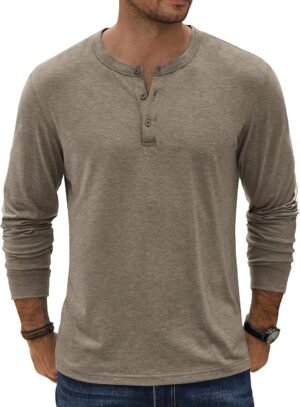 811CZs4Rr0L._AC_SL1500 Men's Henley T-Shirt Long Sleeve Casual Lightweight Pullover Shirts Soft Stretch Basic Tees Fall Tops
