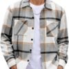 811DpA6hOrL._AC_SL1500 Men's Flannel Shirts Casual Button Down Plaid Shirt Jacket Long Sleeve Fleece Shacket with Pockets