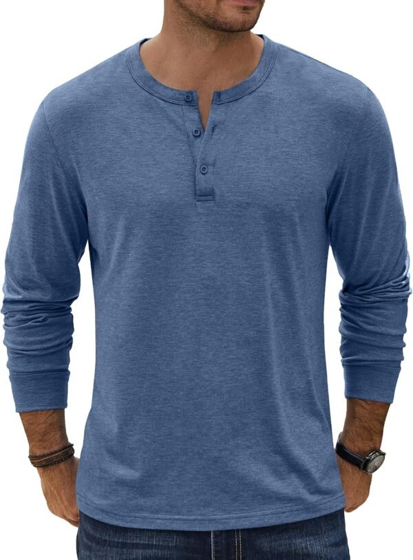 812-fiaLNFL._AC_SL1500 Men's Henley T-Shirt Long Sleeve Casual Lightweight Pullover Shirts Soft Stretch Basic Tees Fall Tops