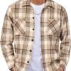 814avZWkVsL._AC_SL1500 Men's Flannel Shirts Casual Button Down Plaid Shirt Jacket Long Sleeve Fleece Shacket with Pockets