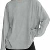 Womens Long Sleeve Oversized T Shirts Basic Crewneck Workout Tee Tops 2025 Fall Loose Fit Casual Y2K Clothes