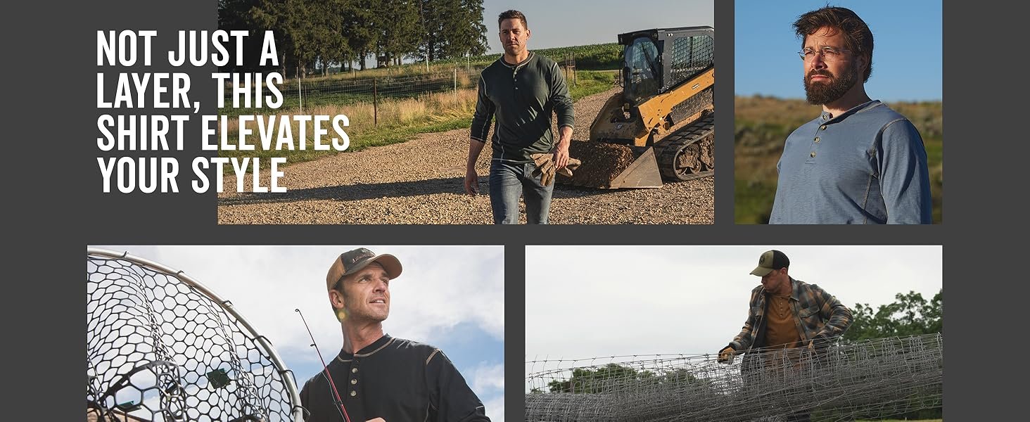 Legendary Whitetails Men's Henley Shirt Long Sleeve Button Up Casual Fit Cotton/Poly Blend