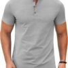 Mens Henley Shirts Short Sleeve Casual Button Down Shirts Lightweight Summer Basic Tee
