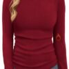 Long Sleeve Shirts for Women Fall Fashion Thermal Shirts Rib Knit Winter Clothing Warm Undershirts Basic T-Shirts