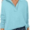 Womens Polo V Neck Long Sleeve Sweaters Lightweight Dressy Casual Business Basic Knit Pullover Top 2025 Fall Outfits