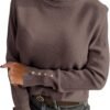 Turtleneck Sweaters for Women Long Sleeve Dressy Casual Soft Knitted Button Pullover Tops 2025 Fall Winter Clothes
