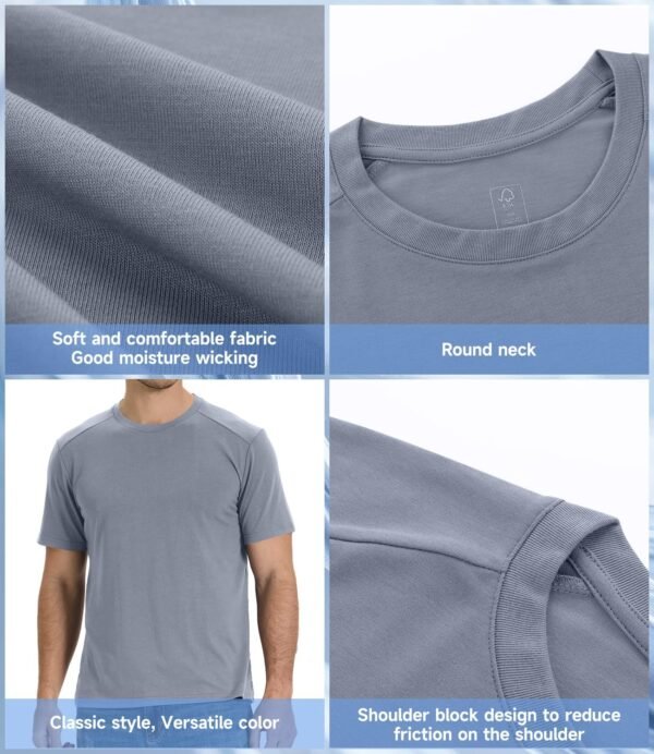 Men's T-Shirts Short Sleeve Heavyweight Crew Neck T Shirt for Men Moisture Wicking Casual Tees