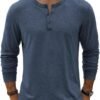 81E6SLx25GL._AC_SL1500 Men's Henley T-Shirt Long Sleeve Casual Lightweight Pullover Shirts Soft Stretch Basic Tees Fall Tops