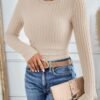 Long Sleeve Shirts for Women Ribbed Knit Tshirt Slim Fit Crewneck Basic Tee Top 2025 Fall Casual Work Trendy Clothes