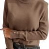 Turtleneck Sweaters for Women Long Sleeve Dressy Casual Soft Knitted Button Pullover Tops 2025 Fall Winter Clothes