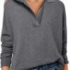 Womens Polo V Neck Long Sleeve Sweaters Lightweight Dressy Casual Business Basic Knit Pullover Top 2025 Fall Outfits