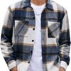 81LXwU8XJYL._AC_SL1500 Men's Flannel Shirts Casual Button Down Plaid Shirt Jacket Long Sleeve Fleece Shacket with Pockets