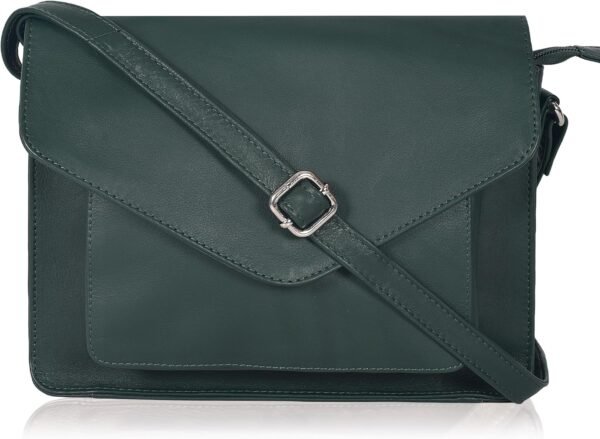 Leather Flapover Crossbody Handbag Purse for Women with Adjustable Strap & Overflap Snap Closure Tote/Bag