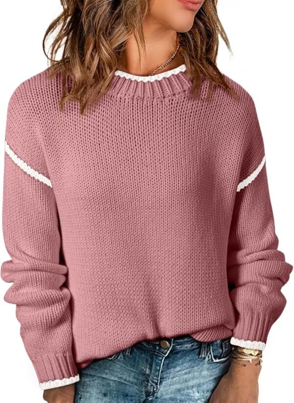 Womens Sweaters Crewneck Long Sleeve Knit Pullover Sweater Casual Fall Tops for Women 2025