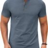 Mens Henley Shirts Short Sleeve Casual Button Down Shirts Lightweight Summer Basic Tee
