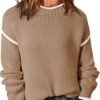 Womens Sweaters Crewneck Long Sleeve Knit Pullover Sweater Casual Fall Tops for Women 2025