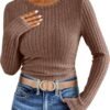 Long Sleeve Shirts for Women Ribbed Knit Tshirt Slim Fit Crewneck Basic Tee Top 2025 Fall Casual Work Trendy Clothes