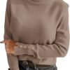 Turtleneck Sweaters for Women Long Sleeve Dressy Casual Soft Knitted Button Pullover Tops 2025 Fall Winter Clothes