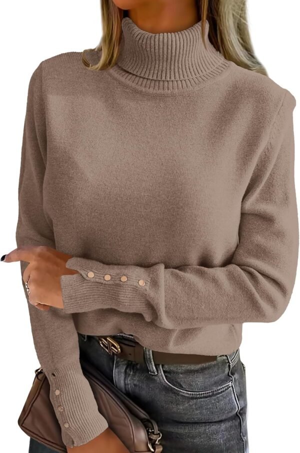 Turtleneck Sweaters for Women Long Sleeve Dressy Casual Soft Knitted Button Pullover Tops 2025 Fall Winter Clothes