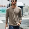 81cHjiyVZrL._AC_SL1500 Men's Henley T-Shirt Long Sleeve Casual Lightweight Pullover Shirts Soft Stretch Basic Tees Fall Tops