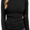 Long Sleeve Shirts for Women Fall Fashion Thermal Shirts Rib Knit Winter Clothing Warm Undershirts Basic T-Shirts