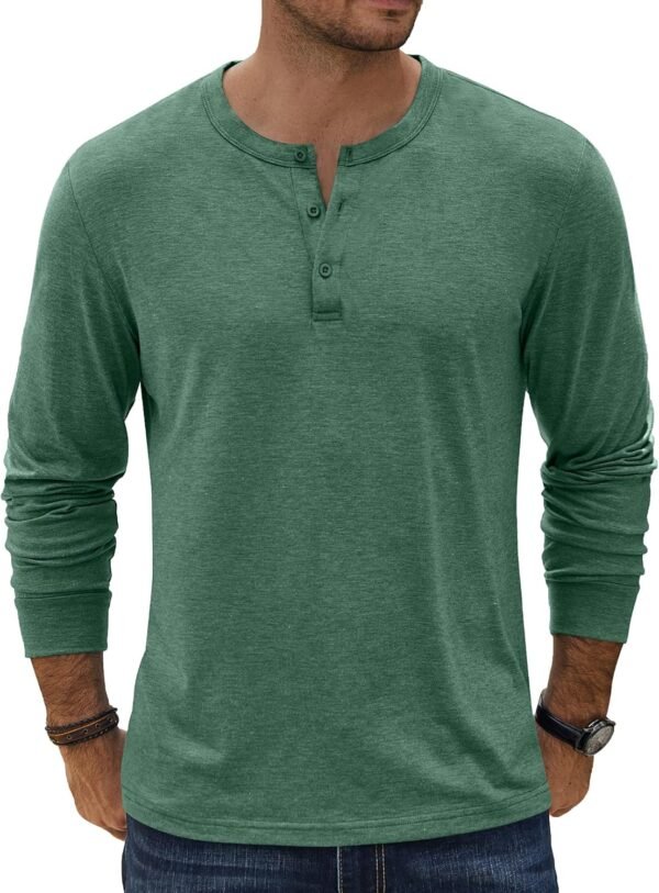 81eJrUmIDwL._AC_SL1500 Men's Henley T-Shirt Long Sleeve Casual Lightweight Pullover Shirts Soft Stretch Basic Tees Fall Tops