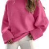 Women's Oversized Sweaters 2025 Long Sleeve Fuzzy Knit Casual Chunky Pullover Sweater Fall Outfits Clothes