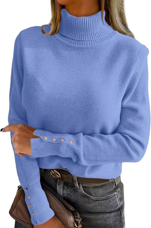 Turtleneck Sweaters for Women Long Sleeve Dressy Casual Soft Knitted Button Pullover Tops 2025 Fall Winter Clothes