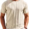 Men's T- Shirts Short Sleeve Knit Sweater Shirt Casual Crewneck Ribbed Pullover Tees