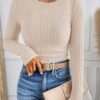 Long Sleeve Shirts for Women Ribbed Knit Tshirt Slim Fit Crewneck Basic Tee Top 2025 Fall Casual Work Trendy Clothes