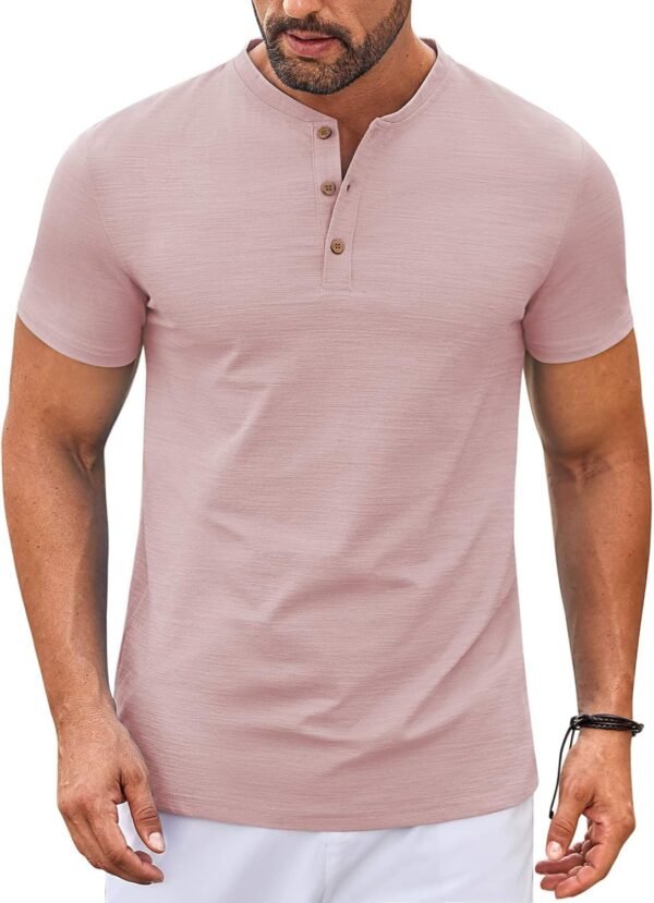 Mens Henley Shirts Short Sleeve Casual Button Down Shirts Lightweight Summer Basic Tee