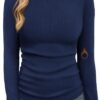 Long Sleeve Shirts for Women Fall Fashion Thermal Shirts Rib Knit Winter Clothing Warm Undershirts Basic T-Shirts