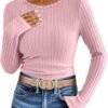 Long Sleeve Shirts for Women Ribbed Knit Tshirt Slim Fit Crewneck Basic Tee Top 2025 Fall Casual Work Trendy Clothes