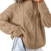 Women's Oversized Cable Knit Crewneck Sweaters