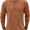 81qfT0D9yZL._AC_SL1500 Men's Henley T-Shirt Long Sleeve Casual Lightweight Pullover Shirts Soft Stretch Basic Tees Fall Tops