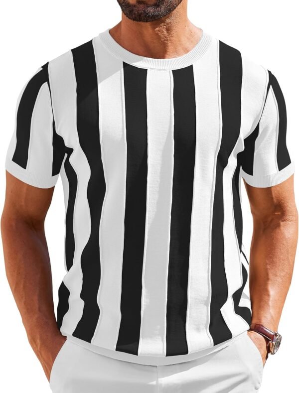 Men's T- Shirts Short Sleeve Knit Sweater Shirt Casual Crewneck Ribbed Pullover Tees