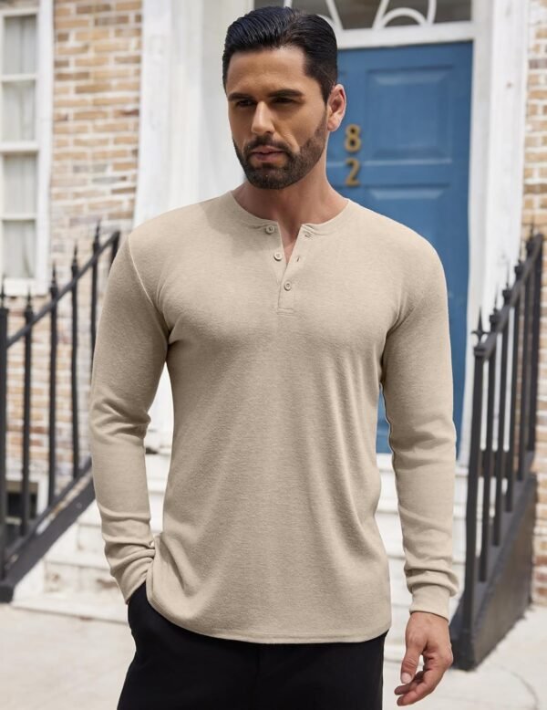 81tJXu71UdL._AC_SL1500 Men's Henley Shirts Long Sleeve Button T-Shirt Lightweight Fashion Casual Pullover Shirt