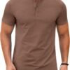 Mens Henley Shirts Short Sleeve Casual Button Down Shirts Lightweight Summer Basic Tee
