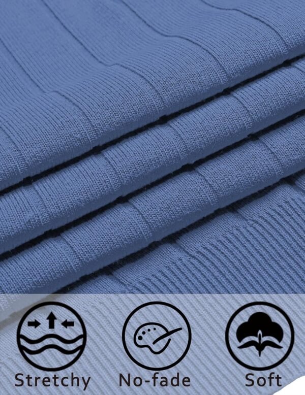 Mens Sweaters Polos Long Sleeve V Neck Knit Polo Lightweight Casual Pullover Sweater