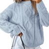 Women's Oversized Cable Knit Crewneck Sweaters