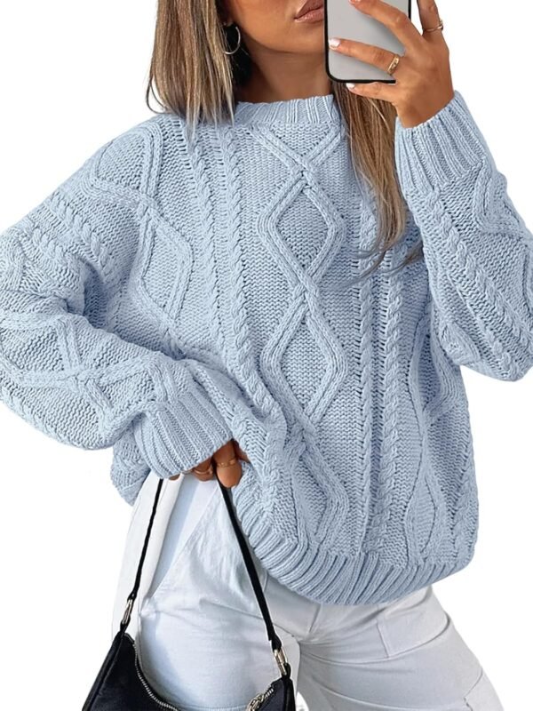 Women's Oversized Cable Knit Crewneck Sweaters