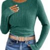 Long Sleeve Shirts for Women Ribbed Knit Tshirt Slim Fit Crewneck Basic Tee Top 2025 Fall Casual Work Trendy Clothes