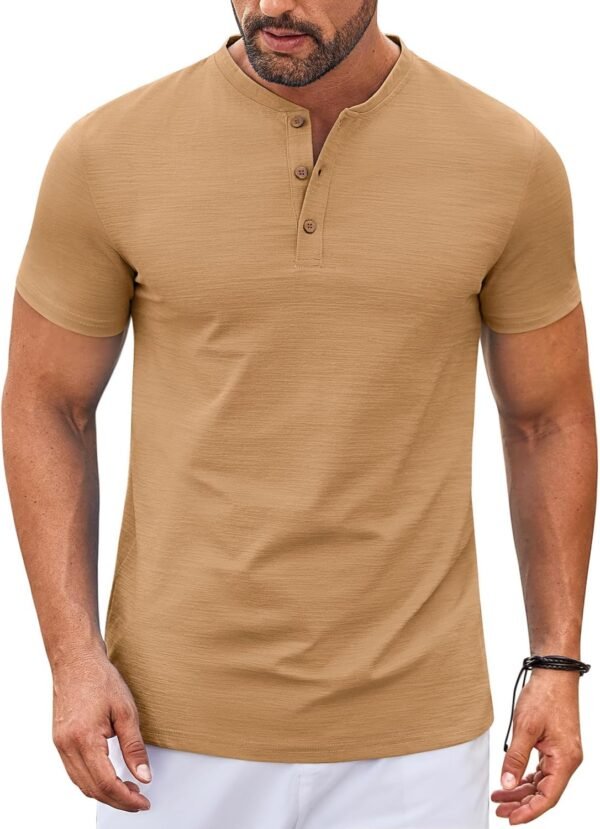 Mens Henley Shirts Short Sleeve Casual Button Down Shirts Lightweight Summer Basic Tee
