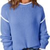 Womens Sweaters Crewneck Long Sleeve Knit Pullover Sweater Casual Fall Tops for Women 2025