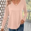 Long Sleeve Shirts for Women V Neck T Shirt Fall Casual Tops Basic Base Layer Undershirts Tees 2025 S-XXL