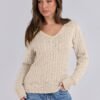 Womens Long Sleeve Cable Knit Sweater 2025 Fall Fashion V Neck Fitted Pullover Top Business Casual Work Fall Outfits