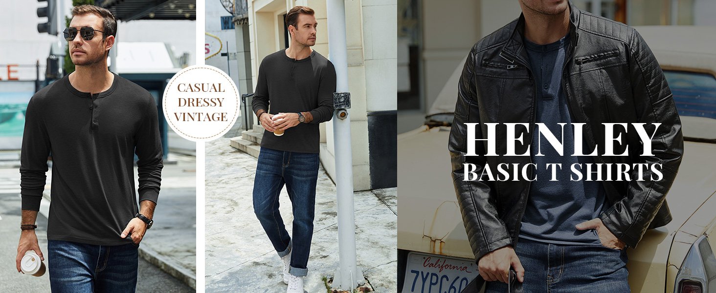 COOFANDY Men's Long Sleeve Henley Shirts Casual Button T Shirt